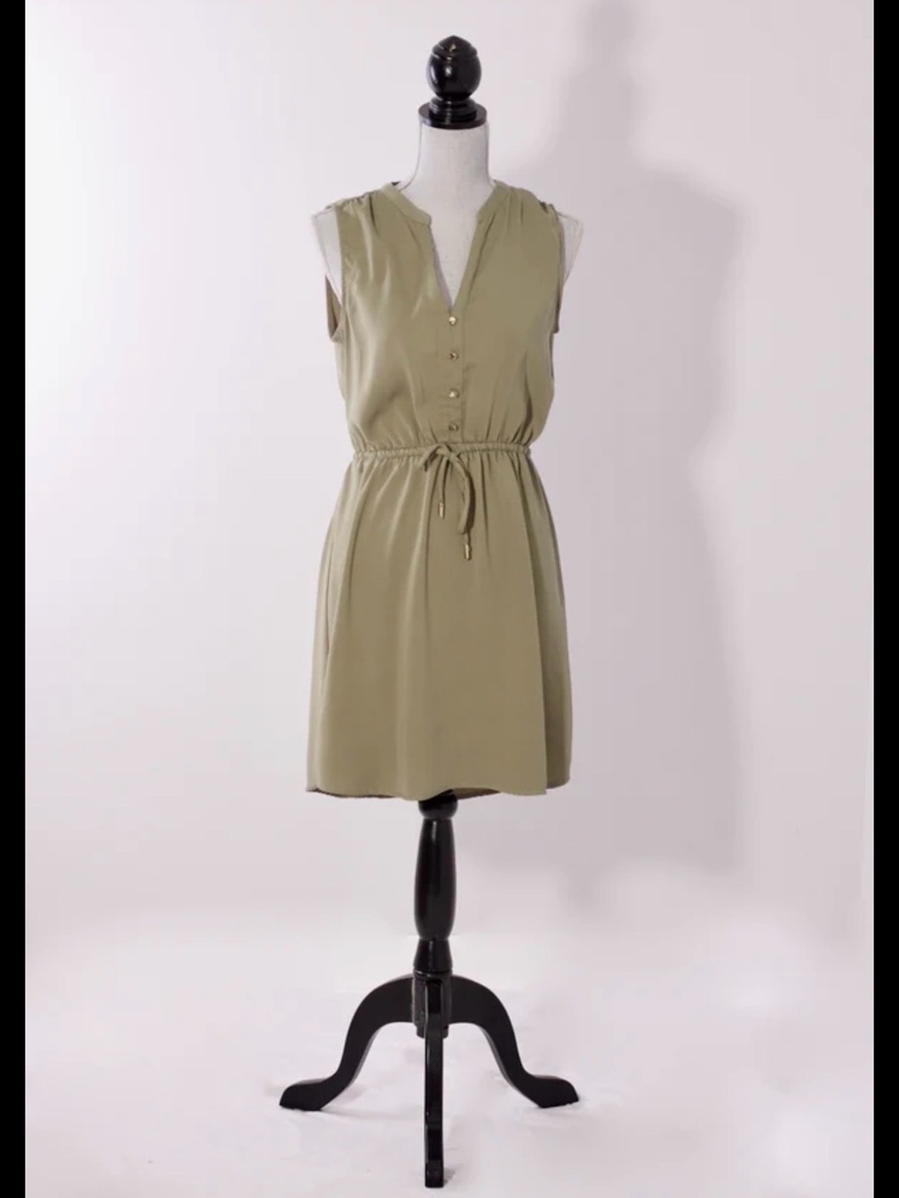 Dynamite Taupe Utility Shirt Mini Dress Drawstring Waist Size S